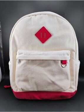 Wild Fable Canvas Backpack Wild Fable Cream & Red Adjustable Straps Lightweight